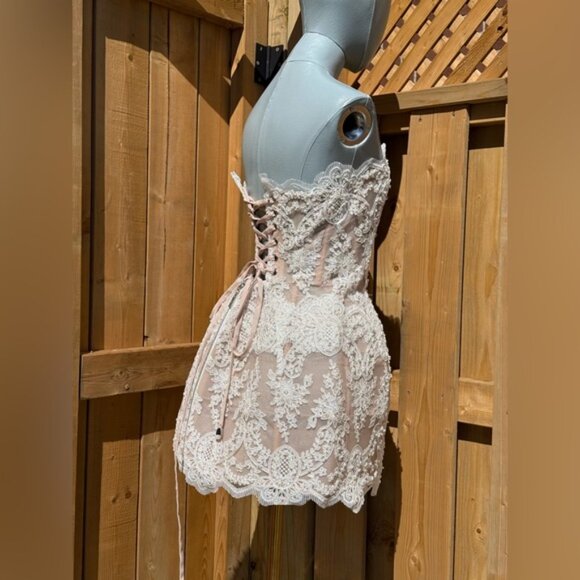 🆕 BRONX & BANCO 🧿 NWOT Maraya Blanc Lace Mini Dress, Sz M US 6 - Picture 8 of 16